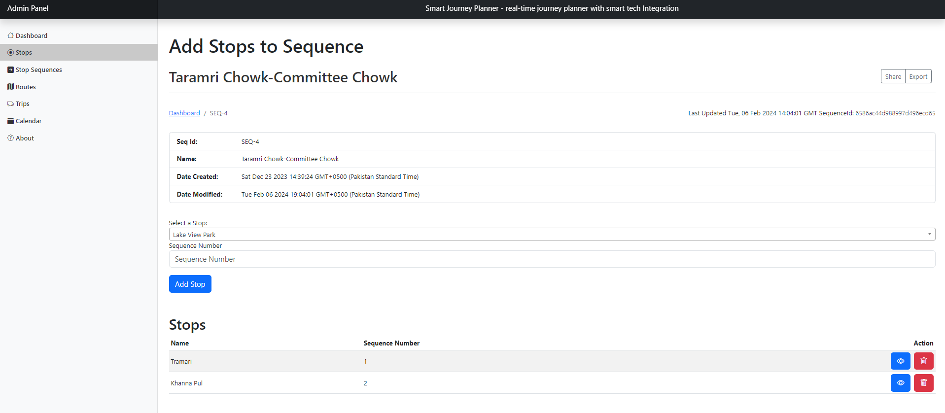 add stops to sequence